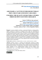 Asigurarea calității studiilor doctorale prin cercetare științifică deschisă